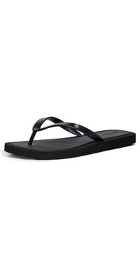Tory Burch Kira Padded Flip Flops Perfect Black/Gold 7