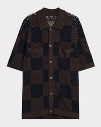 Men's Alfred Checkered Crochet Short-Sleeve Shirt