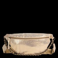 Pieces - Sac banane zippé scintillant en cuir - Taille Unique - Doré