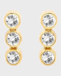 18k Gold Three Bezel-Set Drop Earrings