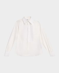 Bib-Front Cotton Poplin Button-Front Shirt