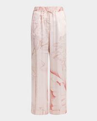 Wide-Leg Silk Drawstring Pants