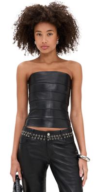 Miaou Lupe Leather Corset Black S