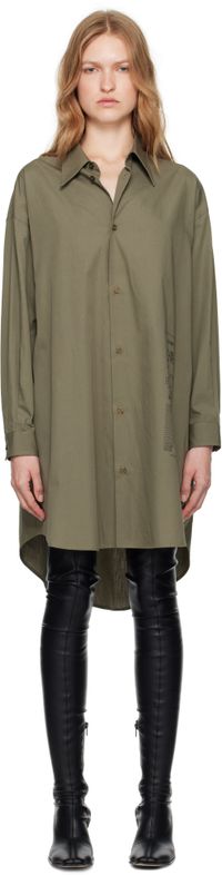 MM6 Maison Margiela Khaki Cotton Poplin Shirt Minidress