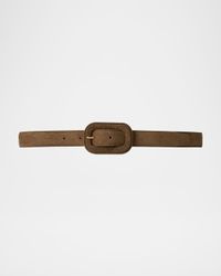 Wide Buckle Suede Belt