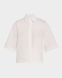 Short-Sleeve Silk-Cotton Taffeta Camp Shirt