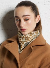 Apaches Collections - Foulard en laine et coton mélangé imprimé - Taille Unique - Beige