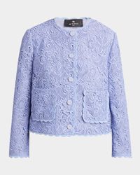 Lace Single-Breasted Crop Jacket