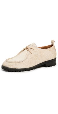 Naguisa Khov Lace Up Loafers Multi Beige Calf Hair 37