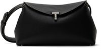 TOTEME Black T-Lock Grained-Leather Clutch