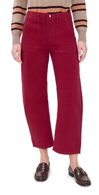 LE JEAN Utility Soft Barrel Mid Rise Jeans Red 32