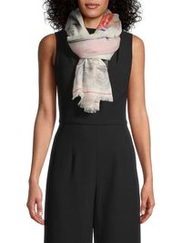 Women's Double X-Ray Skeleton Wool Scarf - Ivory Red