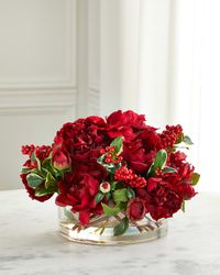 Peony Arrangement in Glass Bowl