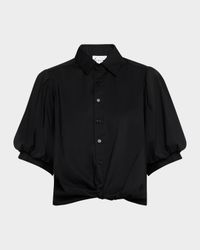 Bomba Button-Down Twist-Front Poplin Shirt