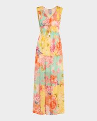 Maje Sleeveless Tiered Floral-Print Maxi Dress