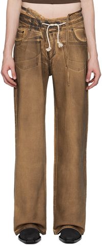 Ottolinger Jean brun à taille étagée exclusif à SSENSE