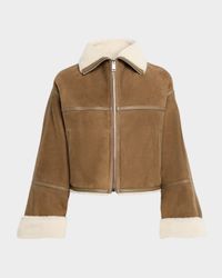 Suede Merino Lambskin Cropped Jacket