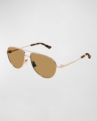 Men's Double-Bridge Metal Aviator Sunglasses