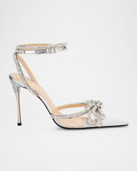 Strass Double Bow Clear Ankle-Strap Pumps