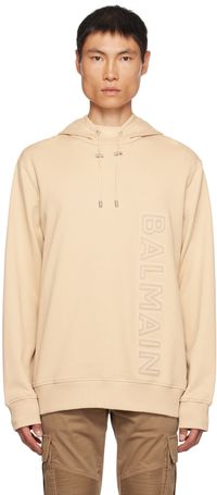 Balmain Beige Embossed Hoodie