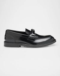 Men's Tie Brushed Calfskin Bit Loafers