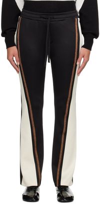 Kijun Black & Off-White Flared Tape Track Pants