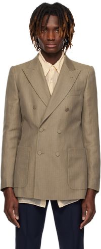 Dries Van Noten Tan Striped Blazer