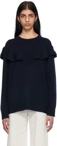 Chloé Navy Ruffled Sweater