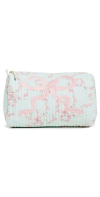 LoveShackFancy Octavia Cosmetic Case with Bow Spruce Mint One Size