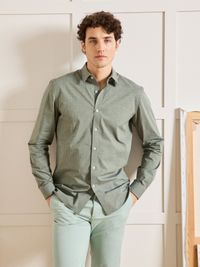 Cyrillus - Chemise popeline fines rayures - Taille 42 - Vert