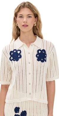 De Loreta Guatemala Cardigan White Knit S