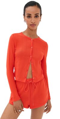 LE BOP Audrey Pointelle Cardigan Heather Grey M