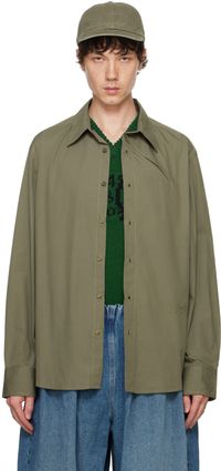 MM6 Maison Margiela Chemise à manches longues verte à glissière