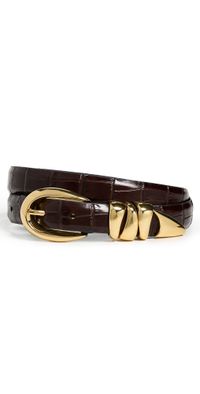 Madewell Triple Keeper Belt: Croco Chocolate Raisin XL
