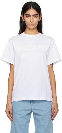 Mugler T-shirt blanc à logo et image contrecollés