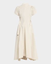 A-Line Tulip-Sleeve Midi Dress