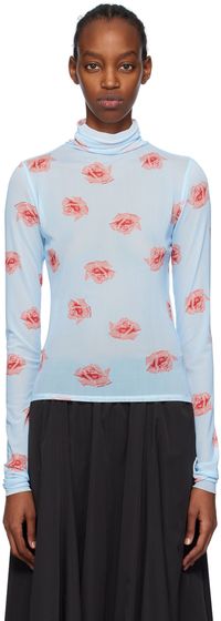 Kenzo Blue Kenzo Paris Rose Turtleneck