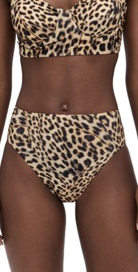 Norma Kamali Underwire Bikini Bottoms Cheetah Patch XS