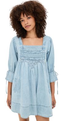 Free People Sonora Denim Mini Dress Cornflower S