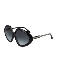 Geometric Oval Chevron Acetate Sunglasses
