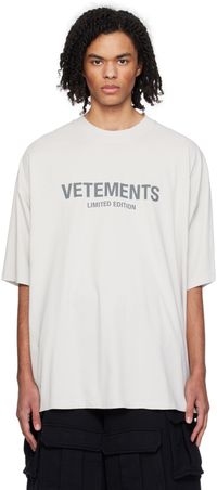 VETEMENTS Gray 'Limited Edition' T-Shirt