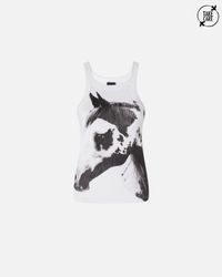 Reimagine pinko x ribbed tank top with crotch print patrick mcdowell - Taille XL - Rayé