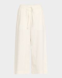 Anagram Drawstring Wide Leg Cropped Denim Trousers