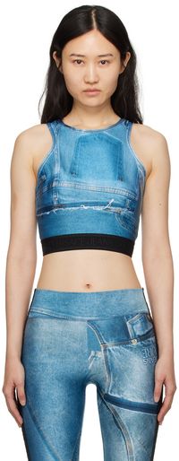 Versace Jeans Couture Blue Trompe L'œil Tank Top
