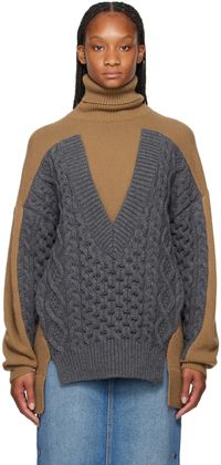 Stella McCartney Col roulé brun et gris à panneaux