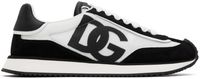 Dolce&Gabbana Black & White Mixed-Material 'DG' Cushion Sneakers
