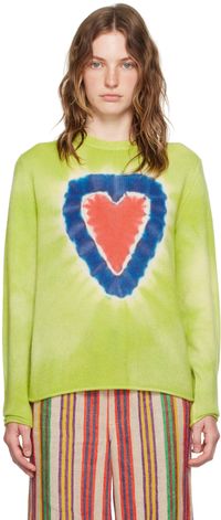 The Elder Statesman Green Heart Dye Sweater
