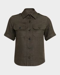 Cam Annalisa Structured Linen Button-Front Blouse