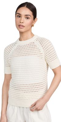 Varley Alva Knit Tee Egret L