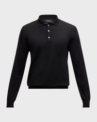 Men's Cashmere-Silk Long-Sleeve Polo Sweater